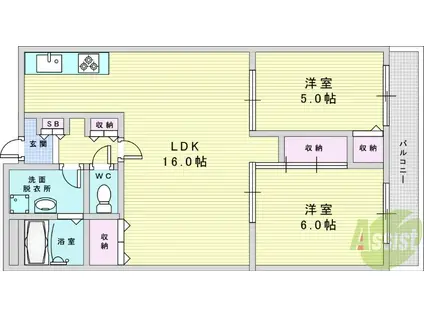 AN HOUSE(2LDK/3階)の間取り写真