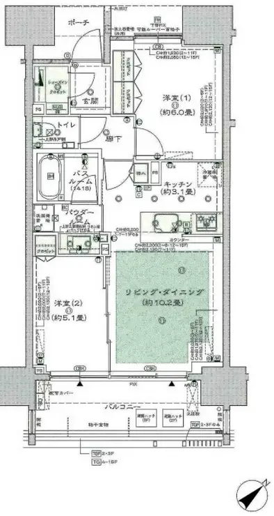 シティハウス文京千石駅前 5階階 間取り