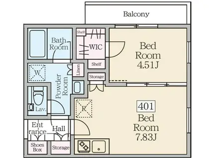 レーヴレジデンス三軒茶屋(1LDK/4階)の間取り写真
