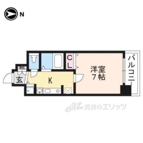 スワンズ京都油小路(1K/6階)の間取り写真