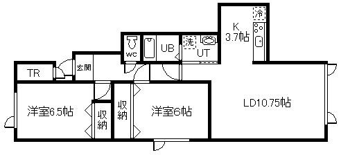 NKカムイ(2LDK/1階)の間取り写真