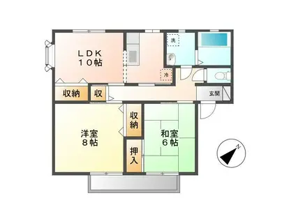 ウィンディア新涯A(2LDK/2階)の間取り写真