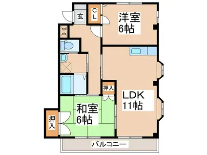 ホワイン・サンビエン(2LDK/1階)の間取り写真