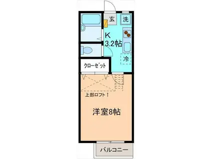 ハイツプチトマト(1K/2階)の間取り写真