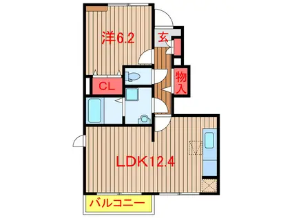 サンガーデン和泉 弐・参番館(1LDK/1階)の間取り写真