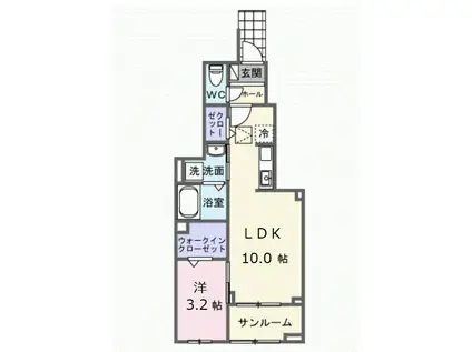 カーサ ブローテVII(1LDK/1階)の間取り写真