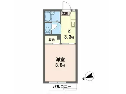 COZY ALLEY B(1K/2階)の間取り写真