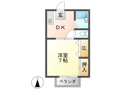 メゾン緑山(1DK/2階)の間取り写真