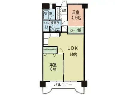 リファレンス千現(2LDK/2階)の間取り写真
