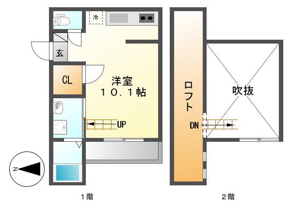 エルフパパ小本(ワンルーム/2階)の間取り写真