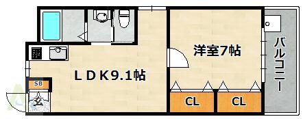 ときわ萩乃ハイツ(1LDK/1階)の間取り写真