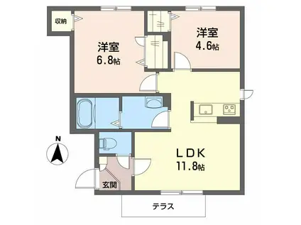 シャーメゾンサラン B(2LDK/1階)の間取り写真
