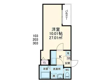 GRADUS川越(1K/1階)の間取り写真