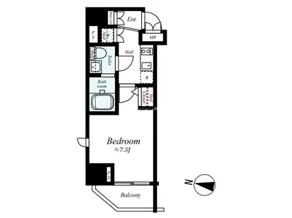 プレスタイル入谷II(1K/11階)の間取り写真