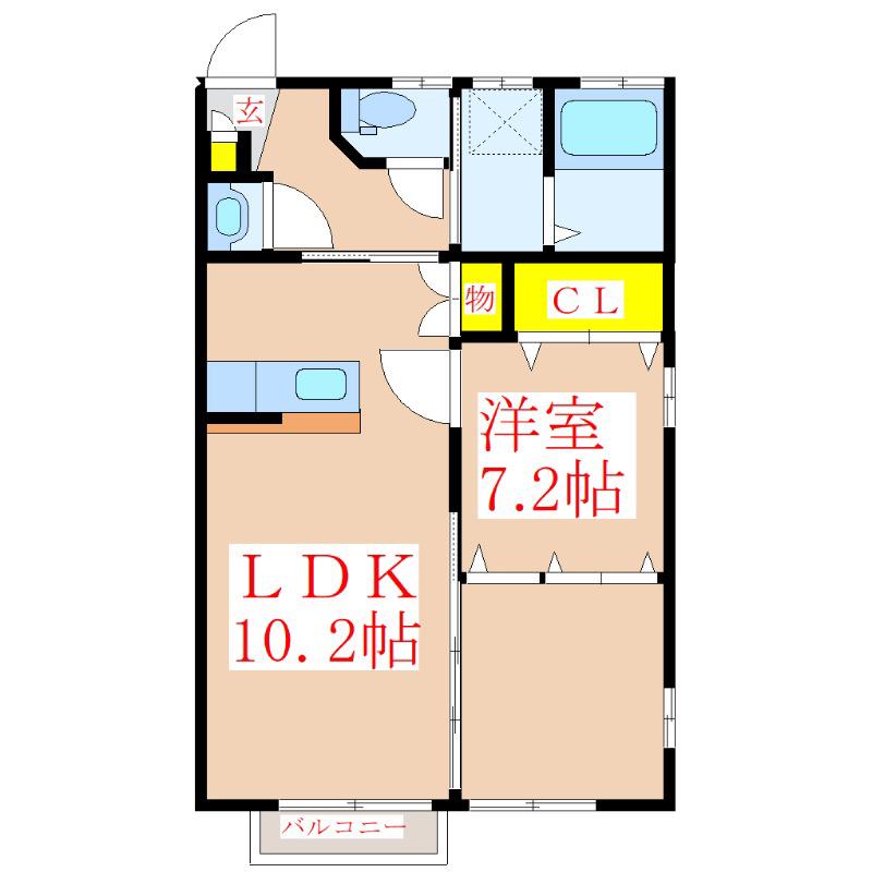 SAKURA(1LDK/2階)の間取り写真