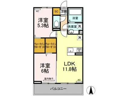 ウエストヴィレッジIV(2LDK/3階)の間取り写真