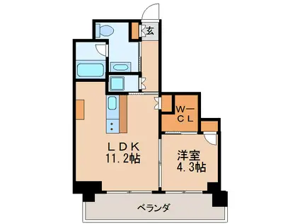 栄タワーヒルズ(1LDK/17階)の間取り写真
