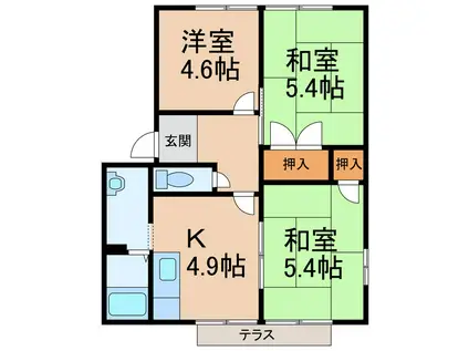 ディアス松島(3K/1階)の間取り写真