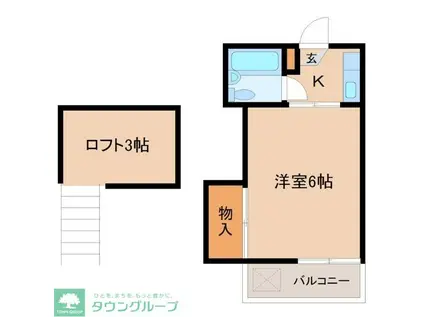 コーポ錦(1K/2階)の間取り写真