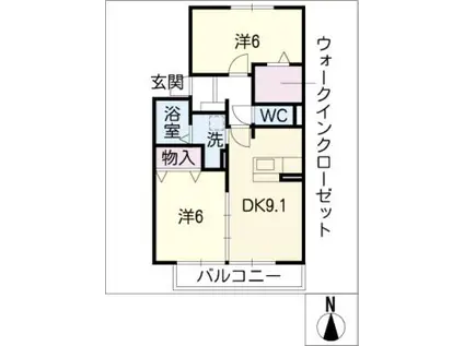 フォーリーブス(2DK/1階)の間取り写真