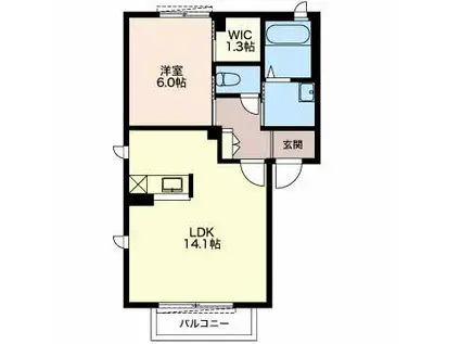 プロヌーブ芦原(1LDK/1階)の間取り写真