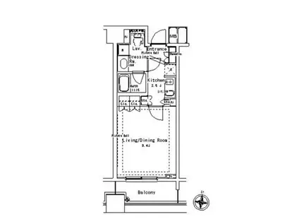 パークアクシス御茶ノ水ステージ(1K/6階)の間取り写真