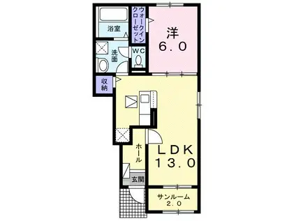 シェル クレール I(1LDK/1階)の間取り写真