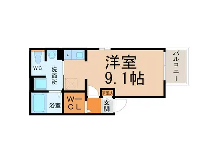 エスポワール(ワンルーム/2階)の間取り写真