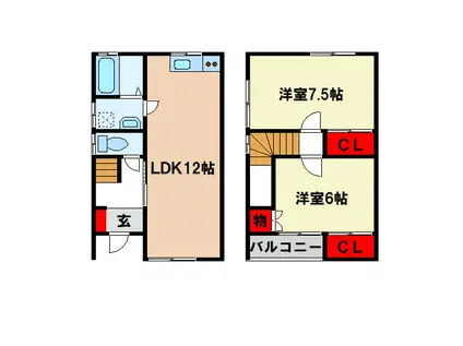 メゾネット青空(2LDK/1階)の間取り写真