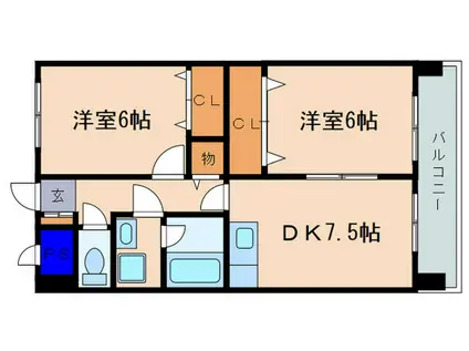 ルミエールII(2DK/4階)の間取り写真