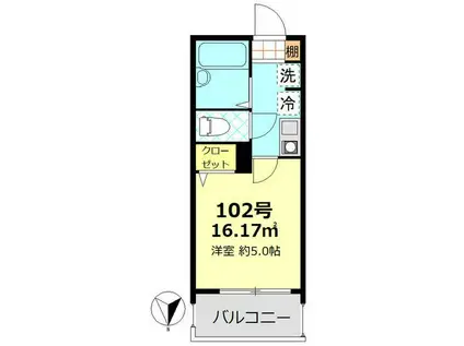 MELDIA東向島(1K/2階)の間取り写真
