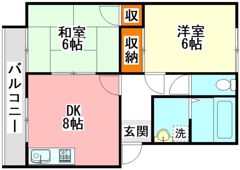 フローラル椿(2DK/1階)の間取り写真