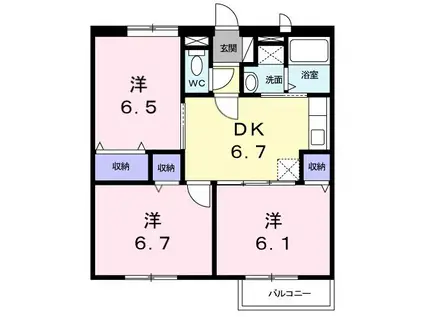 エスターテ(3DK/2階)の間取り写真