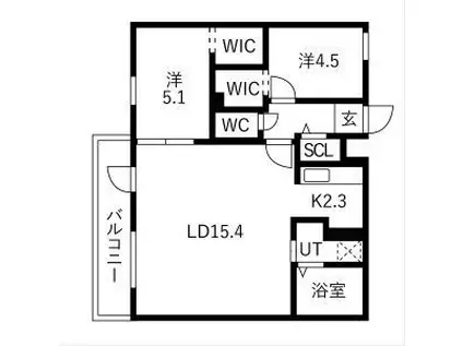 TS COURT ウエスト13(2LDK/2階)の間取り写真