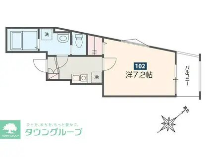 MELLAS成増(1K/1階)の間取り写真