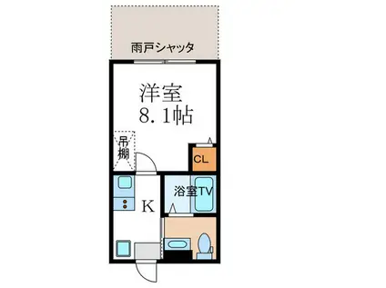 フラッティケイ(1K/1階)の間取り写真