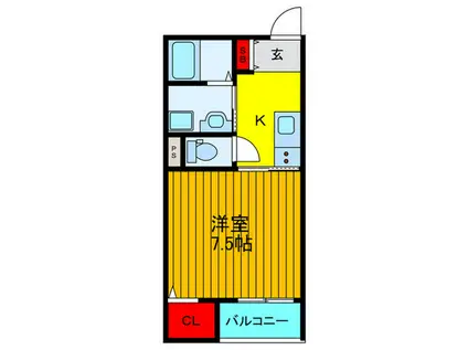 ソウザ枚方I(1K/3階)の間取り写真