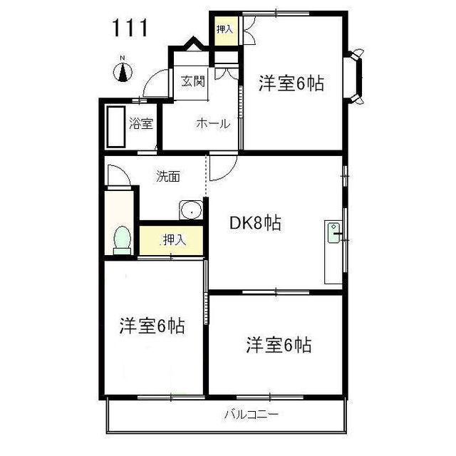 ひばりヶ丘ハイツF棟(3DK/1階)の間取り写真