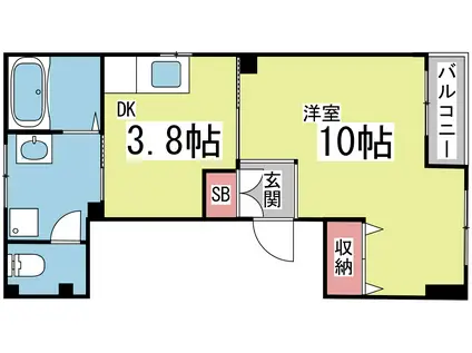 原田ビル(1DK/3階)の間取り写真