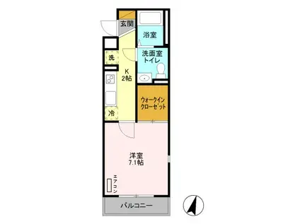 プラシード新越谷(1K/3階)の間取り写真