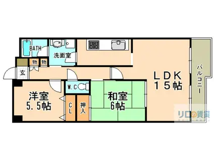 セーリオ宝塚5番館(2LDK/1階)の間取り写真