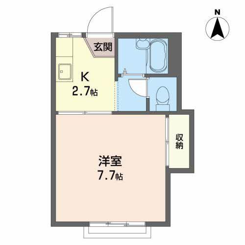 カーム・クウォーターB(1K/2階)の間取り写真