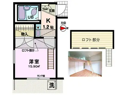 パレスKEI 1匹可(1K/1階)の間取り写真