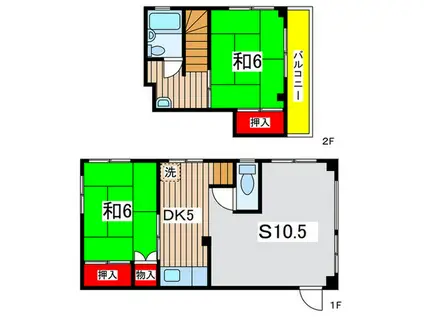 京成本線 京成小岩駅 徒歩1分 4階建 築38年(2SDK/1階)の間取り写真