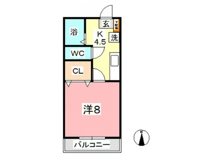 パークサイド安江(1DK/1階)の間取り写真