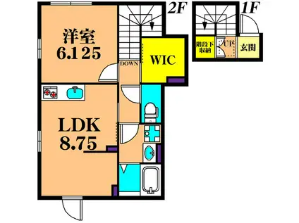 オプティマム(1LDK/2階)の間取り写真