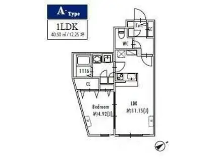グランパセオ下北沢(1LDK/2階)の間取り写真