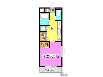 メゾンドラフィーネI(1K/2階)の間取り写真