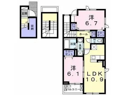 カーサ・エスカリエ(2LDK/3階)の間取り写真