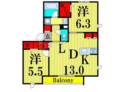NOBLE RYUSEN(2LDK/4階)の間取り写真
